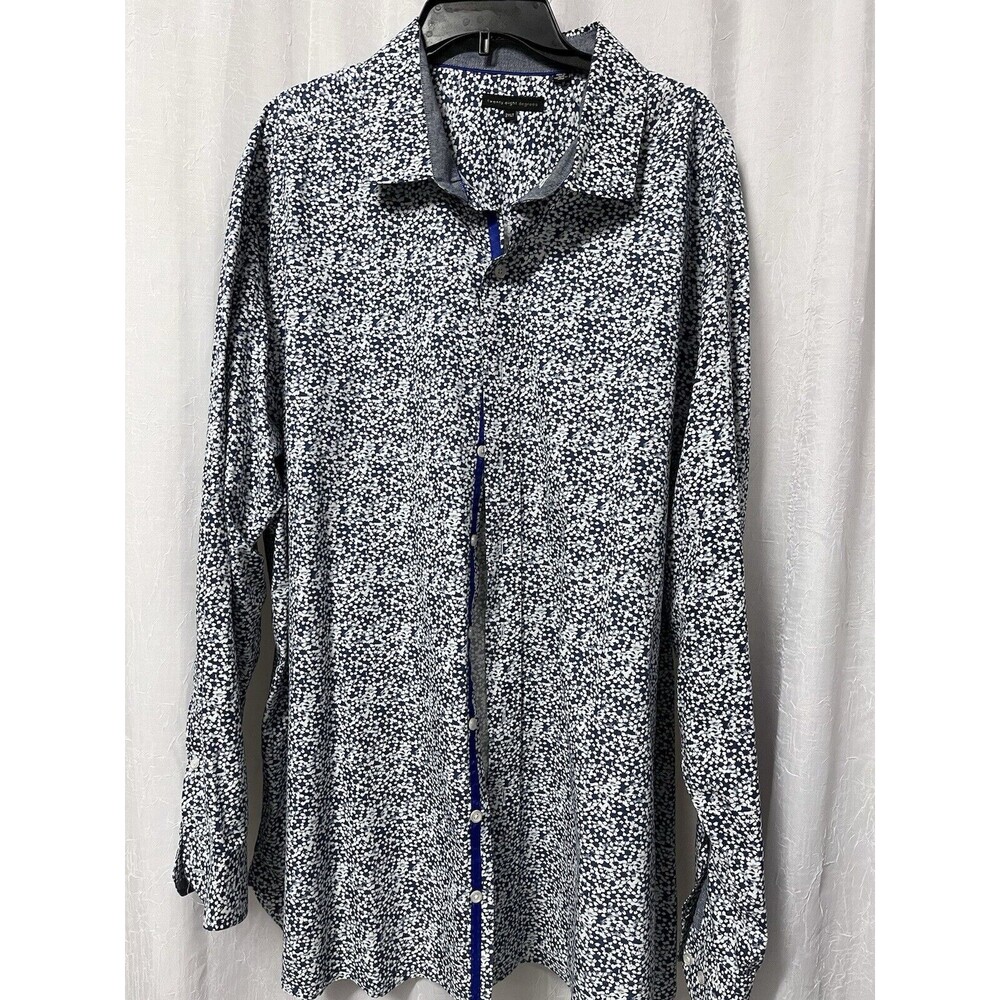 Twenty Eight Degrees Shirt Mens Blue Floral Button Up Cotton Size 2XLT
